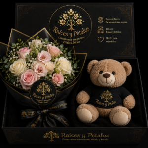La Caja Premium Raíces y Pétalos con Peluche
