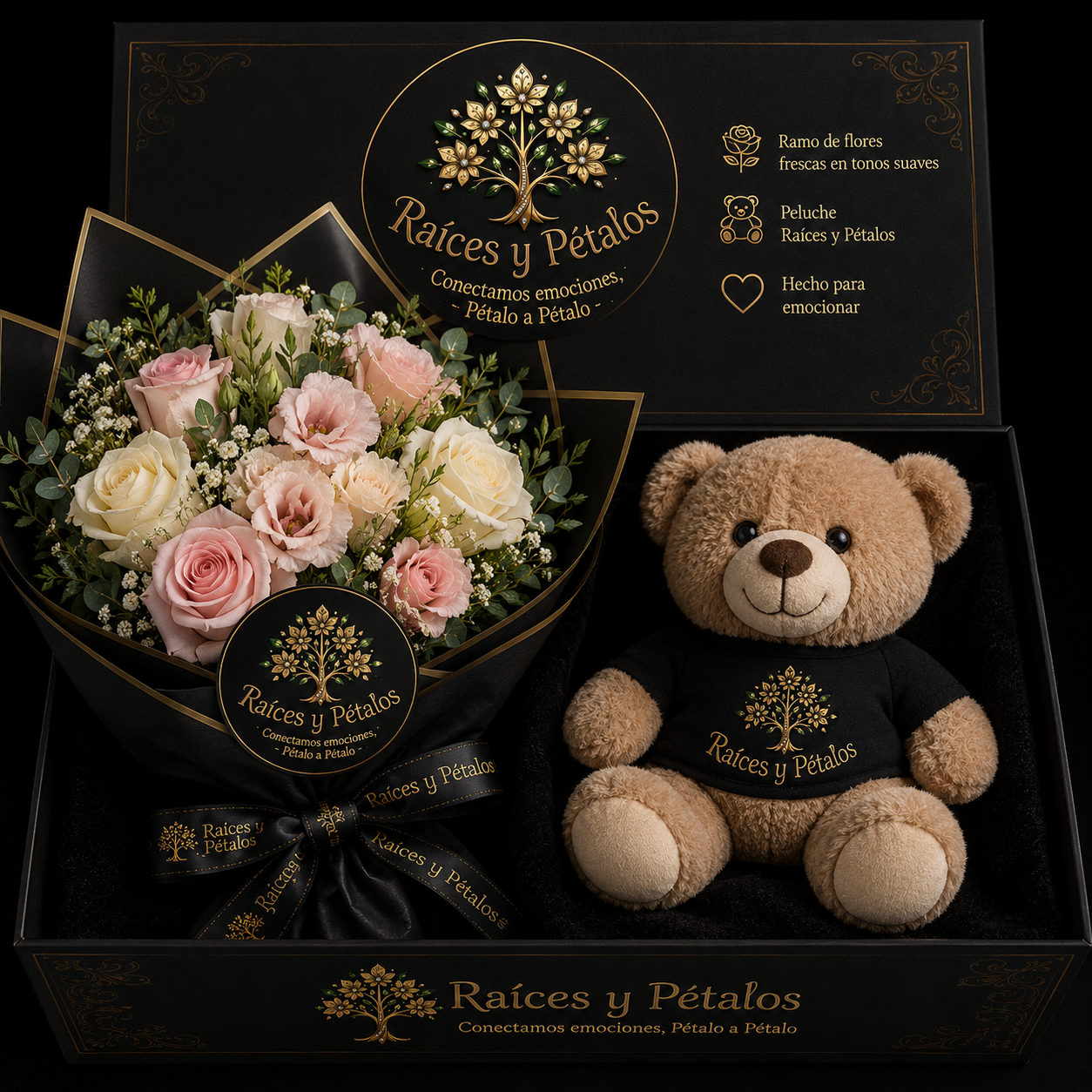 La Caja Premium Raíces y Pétalos con Peluche